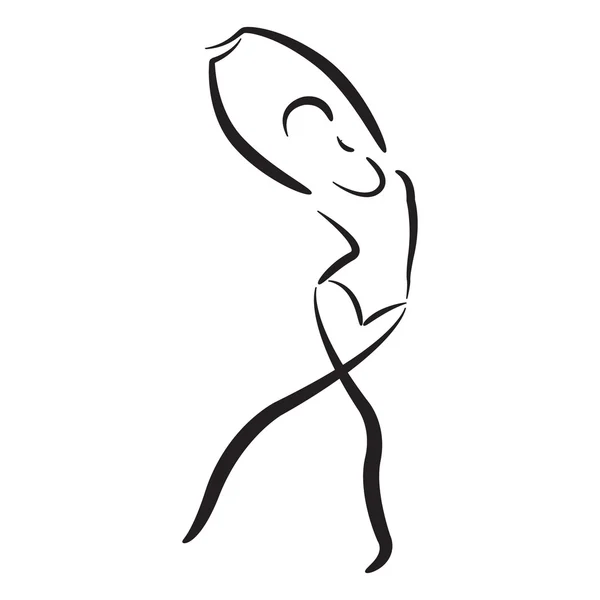 Sketched dancing woman isolated on white - Stok Vektor