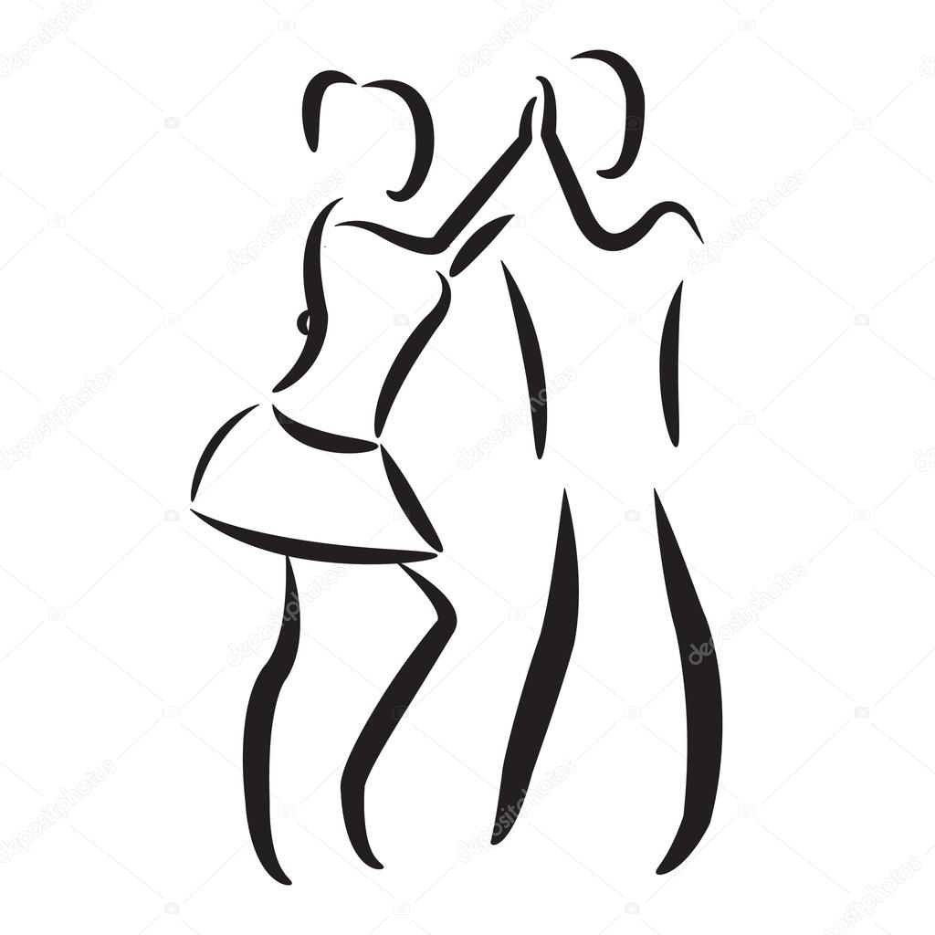 Dancing couple isolated silhouette. Salsa dance.