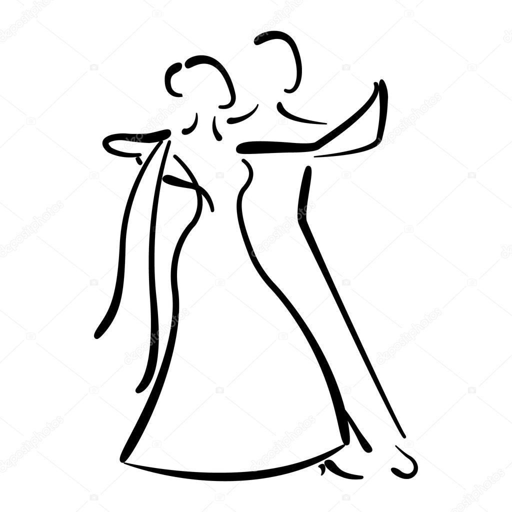 Dancing couple isolated silhouette