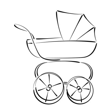Beyaz izole kabataslak bebek arabası buggy