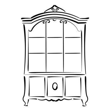 Vintage kitaplık üzerinde beyaz izole kabataslak