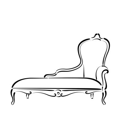 Koltuk kanepe daybed illüstrasyon çizdi.