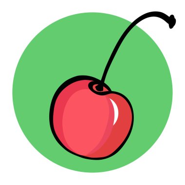 El kiraz yeşil arka plan üzerinde çekilmiş..