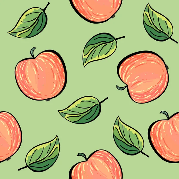 Patrón de manzana dibujado a mano sin costura . — Vector de stock