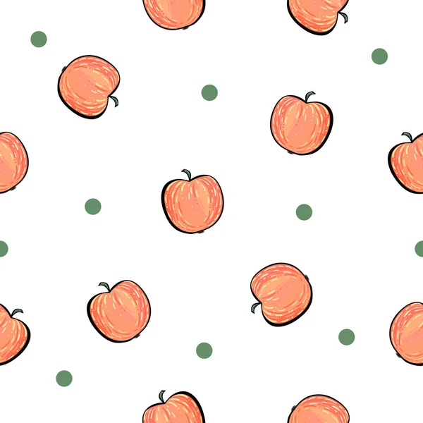 Patrón de manzana roja sin costuras sobre fondo blanco — Vector de stock