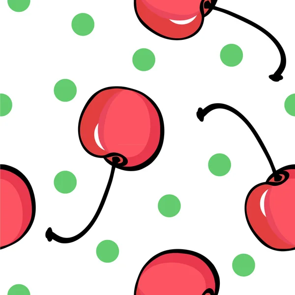 Padrão de cereja desenhado à mão sem costura —  Vetores de Stock