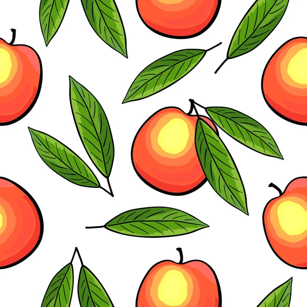 Seamless hand drawn peach pattern. — Stock Vector