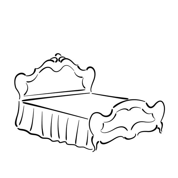 Bosquejo de una elegante cama vintage . — Vector de stock