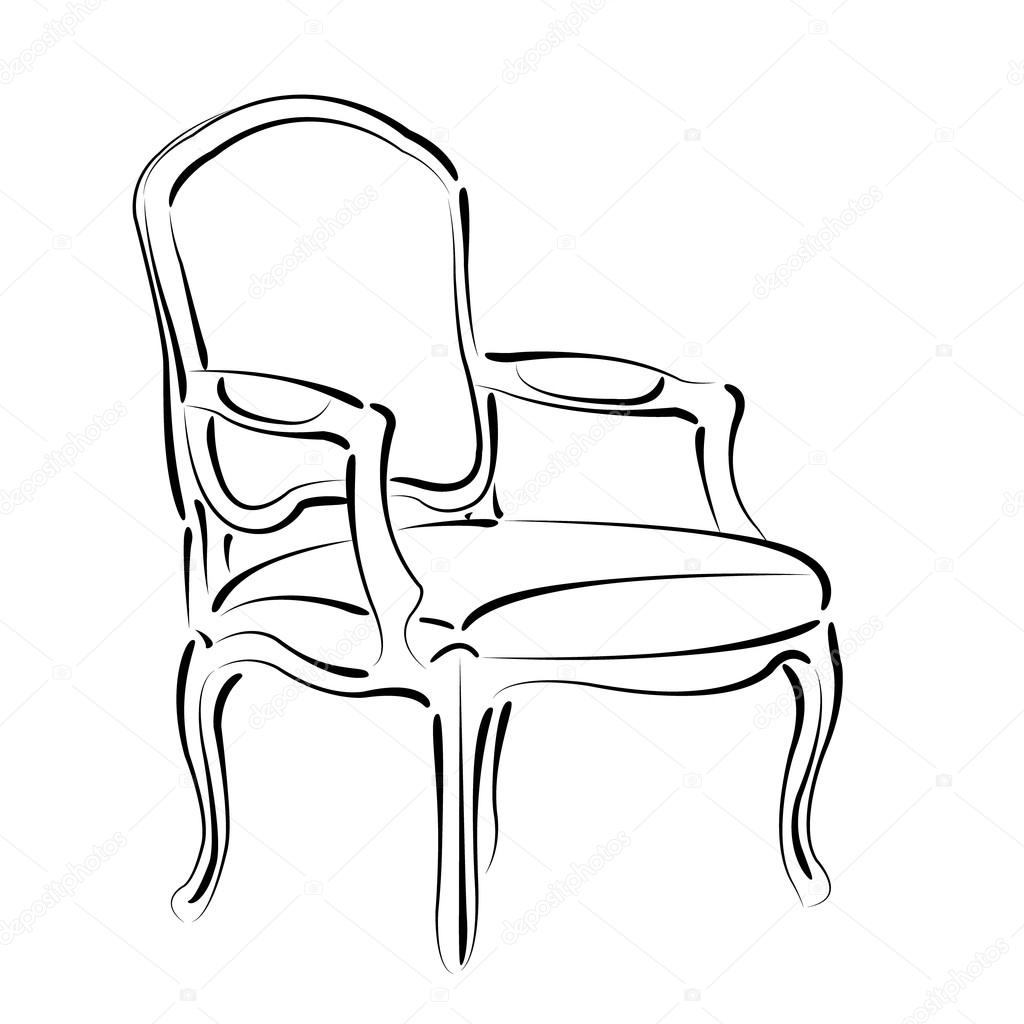 Elegant sketched armchair. Vector illustration.