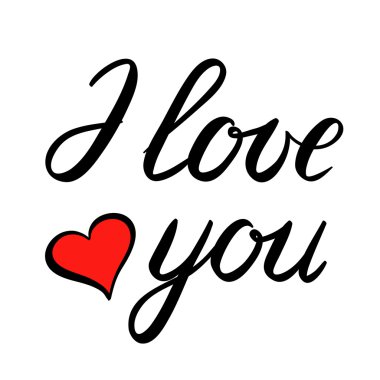 I love you illustration, brush lettering
