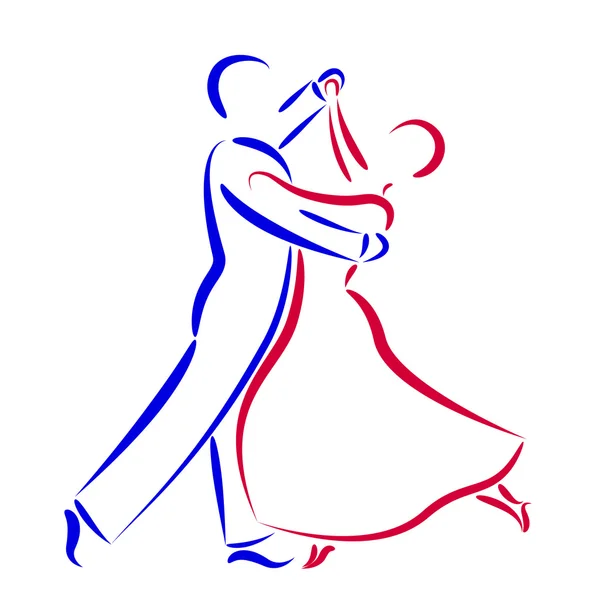 Baile pareja logo aislado sobre fondo blanco . — Vector de stock