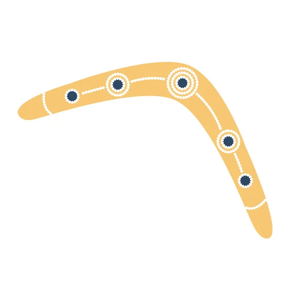 Yellow Australian boomerang with tribal design — 스톡 벡터