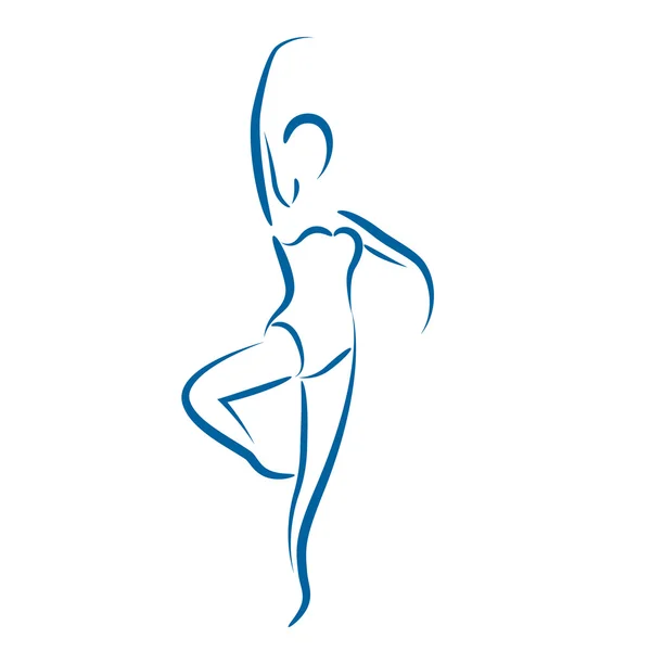 Mujer bailarina dibujada aislada en blanco — Vector de stock