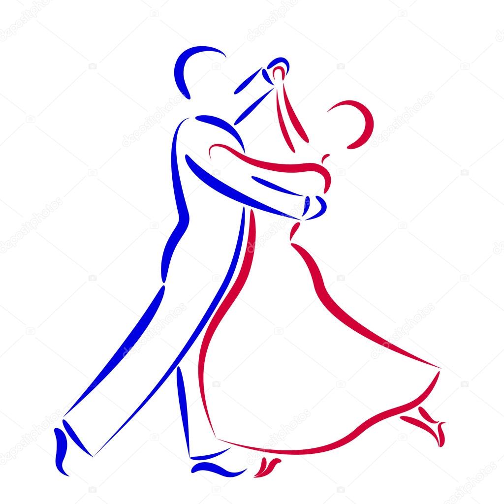 Dancing couple logo isolated on white background.