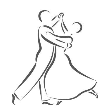Dancing couple logo isolated on white background.