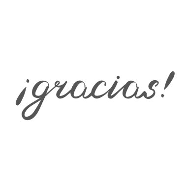 Gracias. Thank you in Spanish, brush hand lettering.