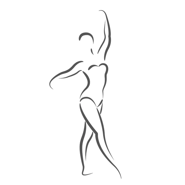 Sketched dancing woman isolated on white — Stok Foto