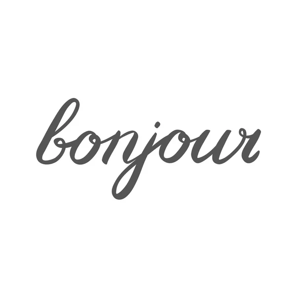 Handwritten word bonjour. Good day in French. — Stock Photo, Image