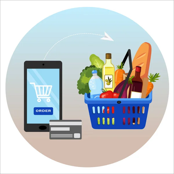 Marketten bir market sepeti sipariş et, süpermarketten online yiyecek siparişi.