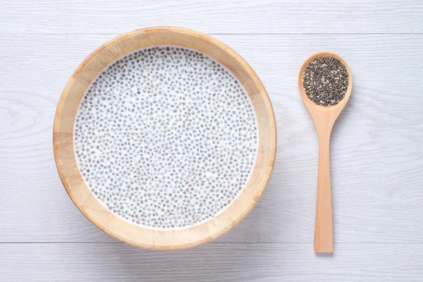 Chai seed with milk — Stock Photo, Image