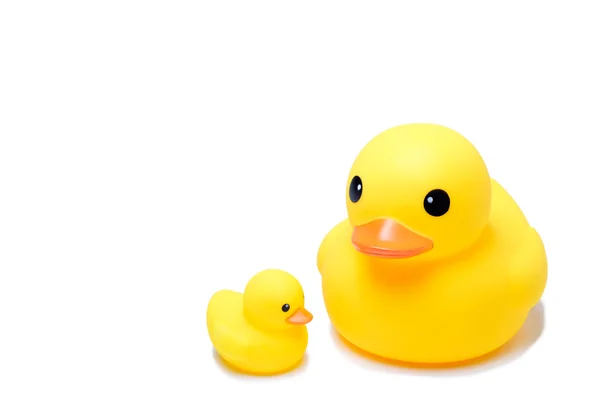 Yellow rubber duck toy in isolate white background — Stock Photo, Image