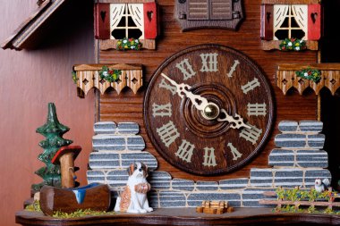 Cuckoo clock with birdie clipart