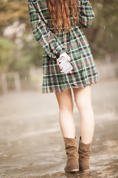 Asijská dívka s deštníkem Stock Fotografie