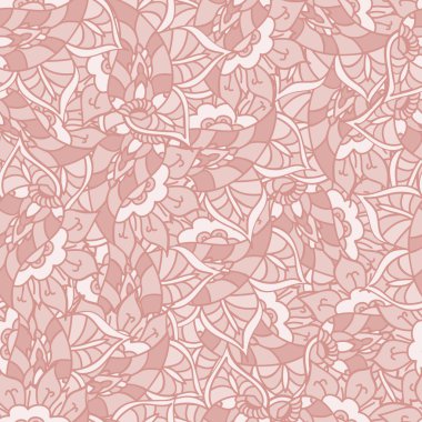 Vektör doodle el sorunsuz desen çizilmiş. Soyut çiçeklerle sonsuz doku. Soluk pembe fon. Yaz veya bahar şablonu. Duvar kağıdı için, web sayfası arka plan, kumaş, sarma. Çiçek elementleri.
