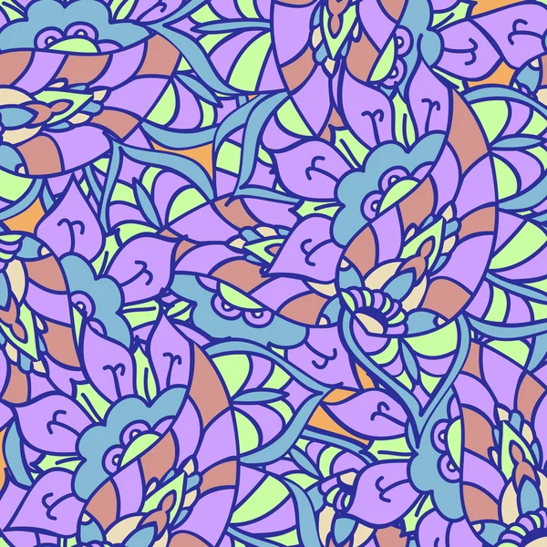 Vektor Doodle bakgrund. Handritat mönster. Textur med abstrakta blommor. Sommar-mall. För tapeter, webbsidans bakgrund. Mjuka lila färger. Blom element. — Gratis stockfoto