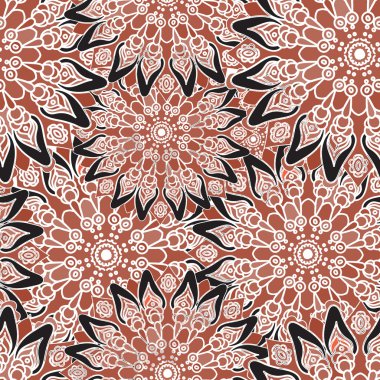 Dikişsiz renkli desen. Oryantal tarzda. Kumaş veya duvar kağıdı doku. Etnik Mandala formları. Islam, Arapça, Hint motifleri. Soyut kabile vektör. Çiçek arka plan davetiye. Yaratıcı öğeleri