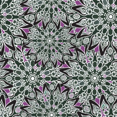 Dikişsiz renkli desen. Oryantal tarzda. Kumaş veya duvar kağıdı doku. Etnik Mandala formları. Islam, Arapça, Hint motifleri. Soyut kabile vektör. Çiçek arka plan davetiye. Yaratıcı öğeleri