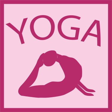 Kız yoga konumda. İzole kadın silueti. Vektör kadın şekil kutsal kişilerin resmi. Yoga poz pembe Illustration. Logo tasarımı. Asana, Yogi. Tasarım öğesi için poster, stüdyo, yoga Merkezi, fitness center.