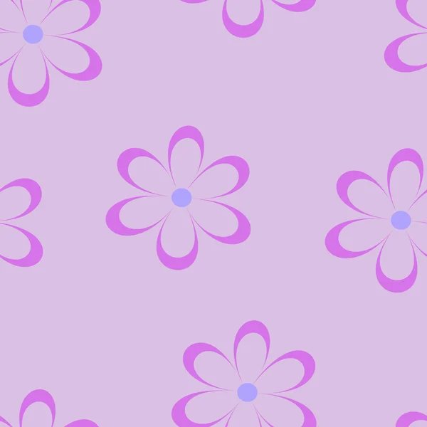 Padrão sem costura. Ilustração vetorial com flores. Impressão floral vintage. Campo de margaridas giras. Design têxtil com camomila sobre fundo roxo. Primavera ou verão romântico template.Surface textura —  Vetores de Stock