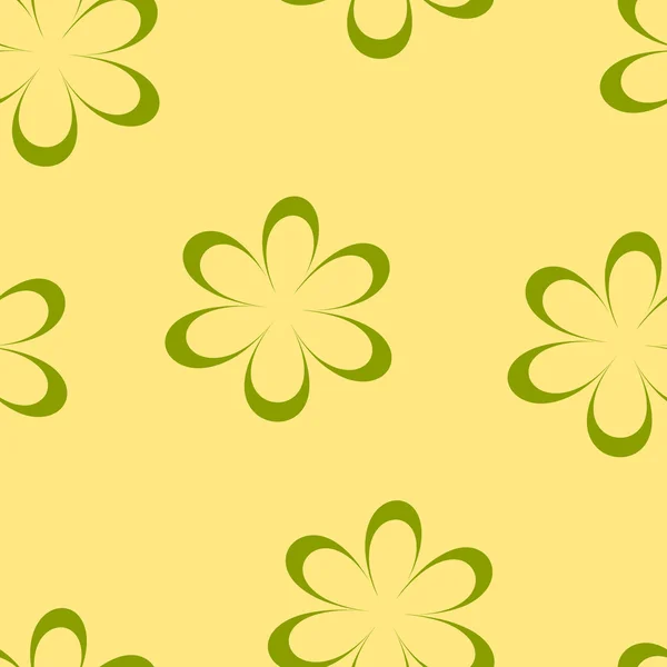 Patrón sin costuras. Ilustración vectorial con flores. Estampado floral vintage. Campo de lindas margaritas. Diseño textil con manzanillas sobre fondo amarillo. Plantilla brillante de primavera o verano. Textura superficial . — Vector de stock