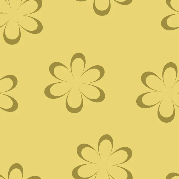 매끄러운 패턴. 꽃 벡터 그림입니다. 빈티지 플로럴 프린트. 귀여운 데이지의 필드. 노란색 배경에 샤모마일이 있는 텍스타일 디자인. 봄 또는 여름 밝은 템플릿입니다. 표면 텍스처. — 스톡 벡터