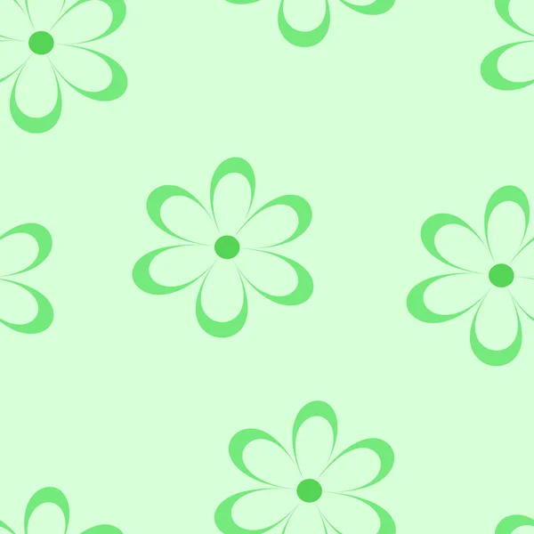 Patrón sin costuras. Ilustración vectorial con flores. Estampado floral vintage. Campo de lindas margaritas. Diseño textil con manzanillas sobre fondo verde. Plantilla romántica de primavera o verano.Textura superficial — Vector de stock