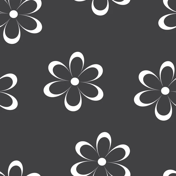 Bezproblémový vzor. Vektorová ilustrace s květinami. Květinové květiny. Pole rozkošné sedmikrány. Textilní design s bílými heřly na černém pozadí. Šablona pro jaro nebo léto. Textura povrchu. — Stockový vektor