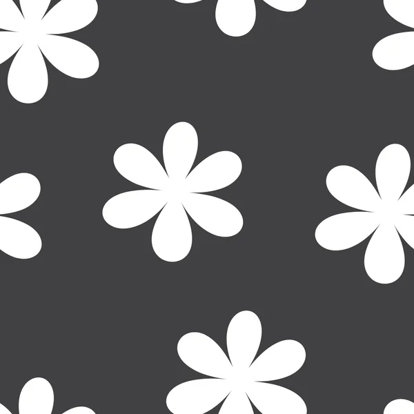 Patrón sin costuras. Ilustración vectorial con flores. Estampado floral vintage. Campo de lindas margaritas. Diseño textil con manzanillas blancas sobre fondo negro. Plantilla de primavera o verano. Textura superficial . — Vector de stock