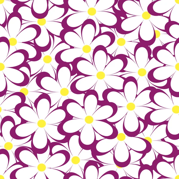 Padrão sem costura. Ilustração vetorial com flores. Impressão floral vintage. Campo de margaridas giras. Design têxtil com camomila rosa sobre fundo branco. Modelo de primavera ou verão. Textura superficial . — Vetor de Stock