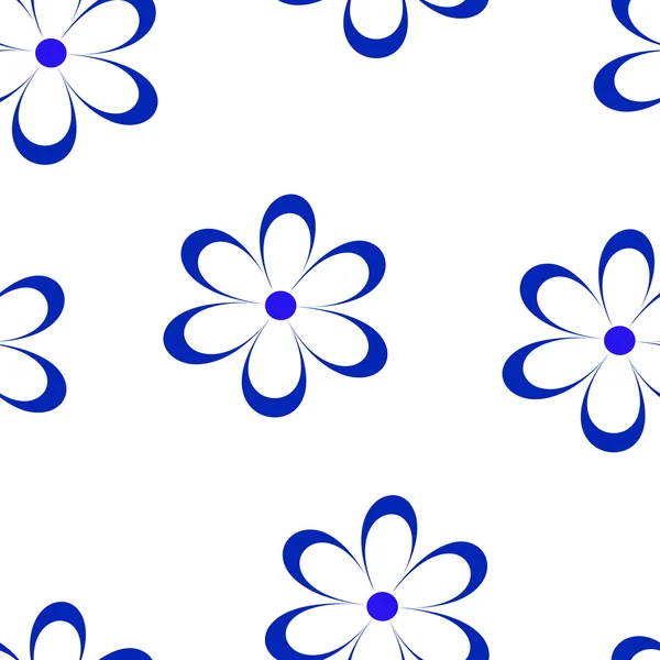 Patrón sin costuras. Ilustración vectorial con flores. Estampado floral vintage. Campo de lindas margaritas. Diseño textil con manzanillas azules sobre fondo blanco. Plantilla de primavera o verano. Textura superficial . — Vector de stock