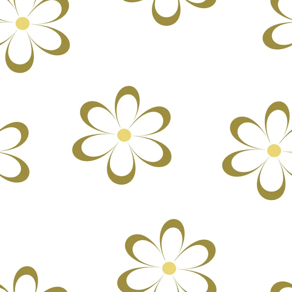 Patrón sin costuras. Ilustración vectorial con flores. Estampado floral vintage. Campo de lindas margaritas. Diseño textil con manzanillas aisladas sobre fondo blanco. Plantilla de primavera o verano. Textura superficial — Vector de stock