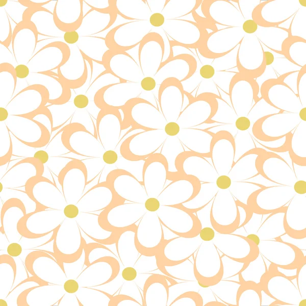 Padrão sem costura. Ilustração vetorial com flores. Impressão floral vintage. Campo de margaridas giras. Design têxtil com camomila sobre fundo branco. Modelo de primavera ou verão. Textura superficial — Vetor de Stock