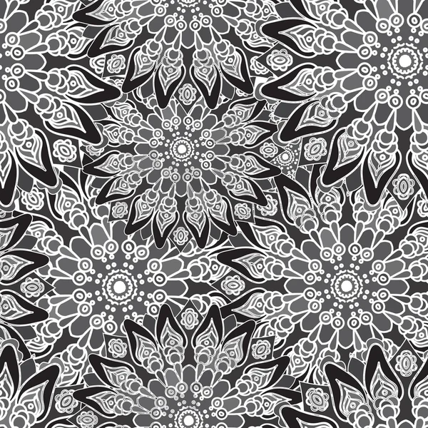 Seamless colorful pattern. Oriental style. Fabric or wallpaper texture. Ethnic Mandala forms. Islam, Arabic, Indian motifs. Abstract Tribal vector. Floral background. Creative elements. Monochrome. — Stock Vector