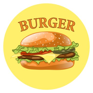 Burger. Çizburger vektör çizim. Hamburger simgesi. Fast food kavramı. 
