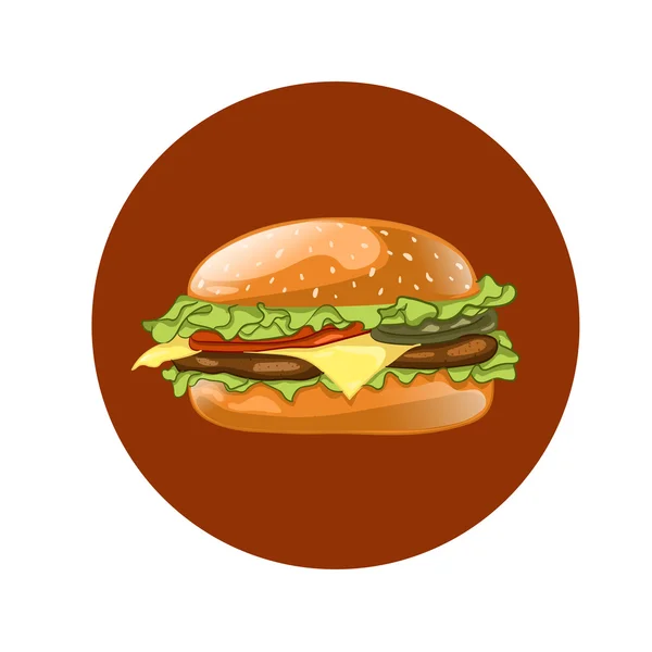 Hambúrguer. Ilustração do vetor Cheeseburger. Ícone de hambúrguer. Conceito de fast food . — Vetor de Stock