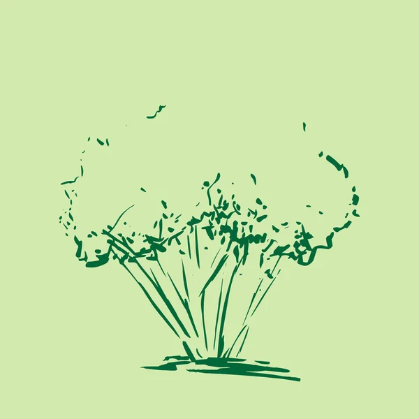 Albero stilizzato. Schizzo albero disegnato a mano silhouette isolata su sfondo verde. Illustrazione vettoriale. Vintage sfondo inciso . — Vettoriale Stock