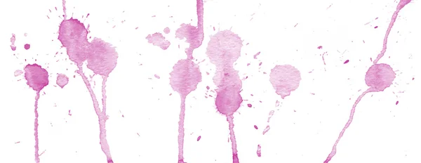 Acquerello rosa porpora schizzi e macchie su sfondo bianco. Pittura ad inchiostro. Illustrazione disegnata a mano. Arte astratta acquerello . — Vettoriale Stock