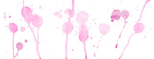 Acquerello rosa spruzzi e macchie su sfondo bianco. Pittura ad inchiostro. Illustrazione disegnata a mano. Arte astratta acquerello — Vettoriale Stock