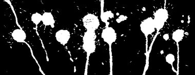 Mürekkep sıçraması, darbeler ve lekeler arka plan. Boya sıçraması. Siyah üzerinde beyaz lekeler. Soyut siyah ve beyaz vektör illüstrasyon. Grunge şablonu. 