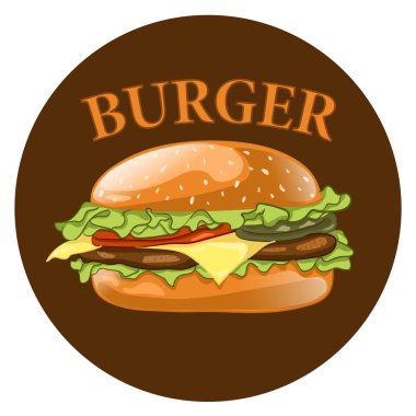 Burger. Çizburger vektör çizim. Hamburger simgesi. Fast food kavramı. 